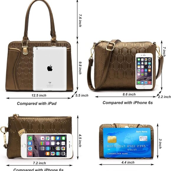 Women's Fashion Handbags Tote Bags Shoulder Bag Top Handle Satchel Purse Set 4pc - Picture 3 of 7